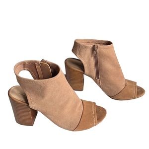 Aldo Barefoot Nude Peep Toe Suede Ankle‎ Booties Size 8